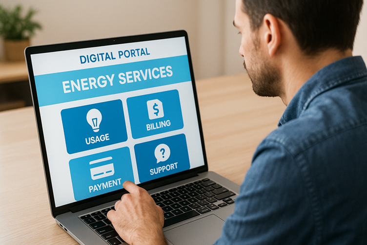 Customer using a digital portal for energy services